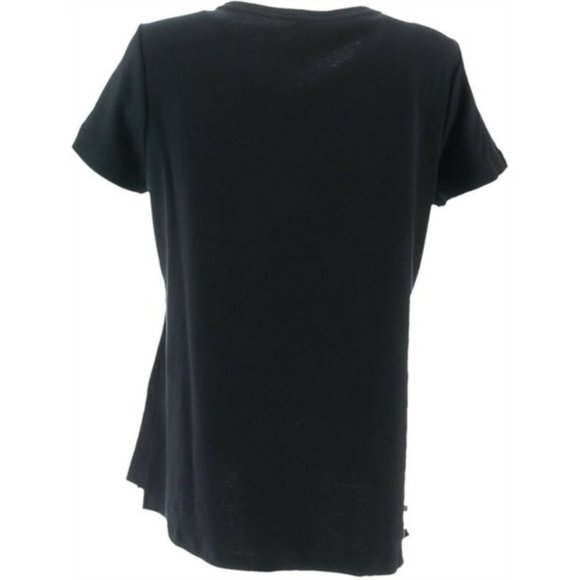NWT ISAAC MIZRAHI ESSENTIALS SCOOP-NECK TOP WITH SIDE INSETS BLACK XS - Picture 3 of 9